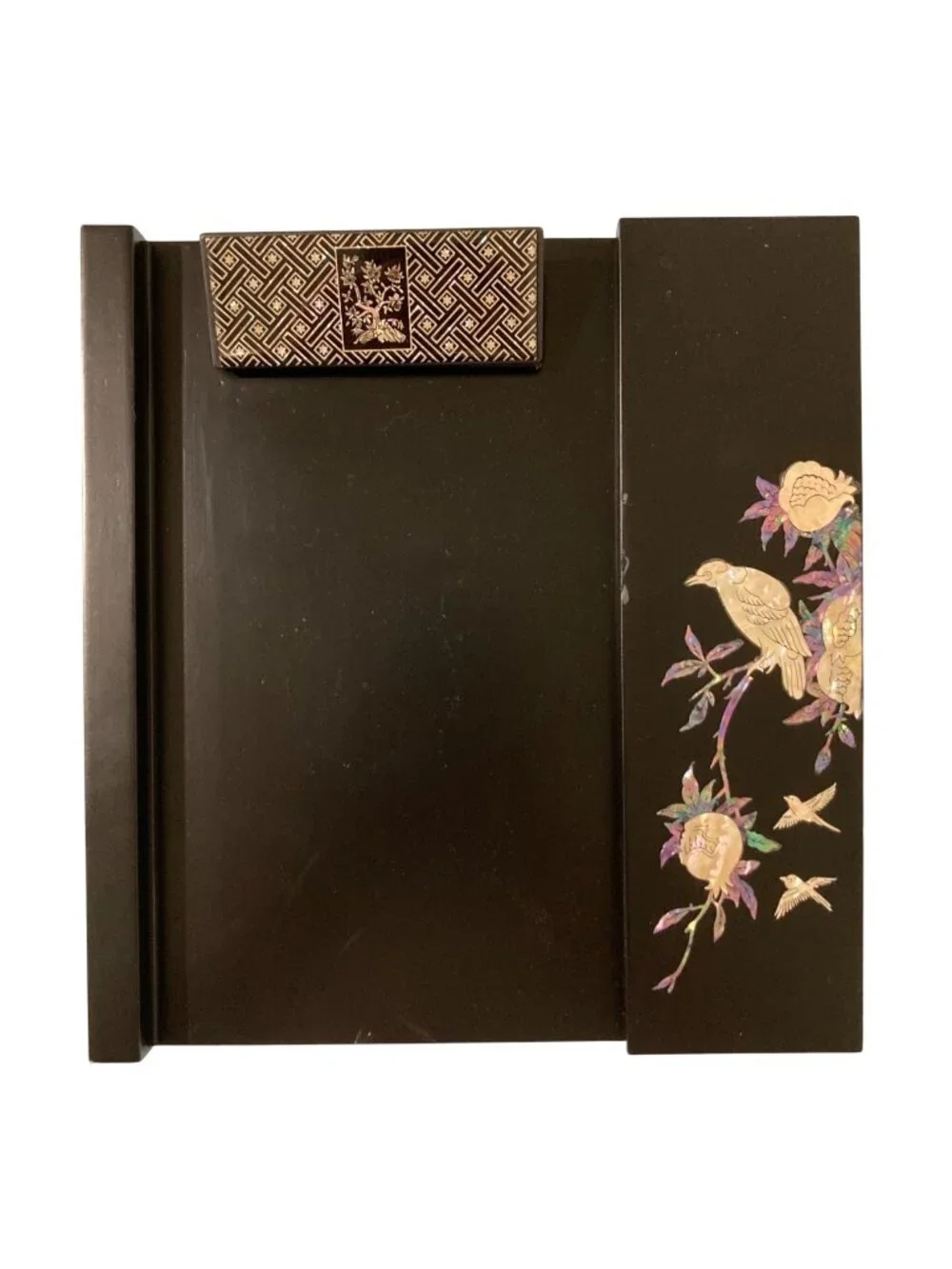 Korean Black Lacquer With Mother of Pearl Inlay Clip Board Writing Box